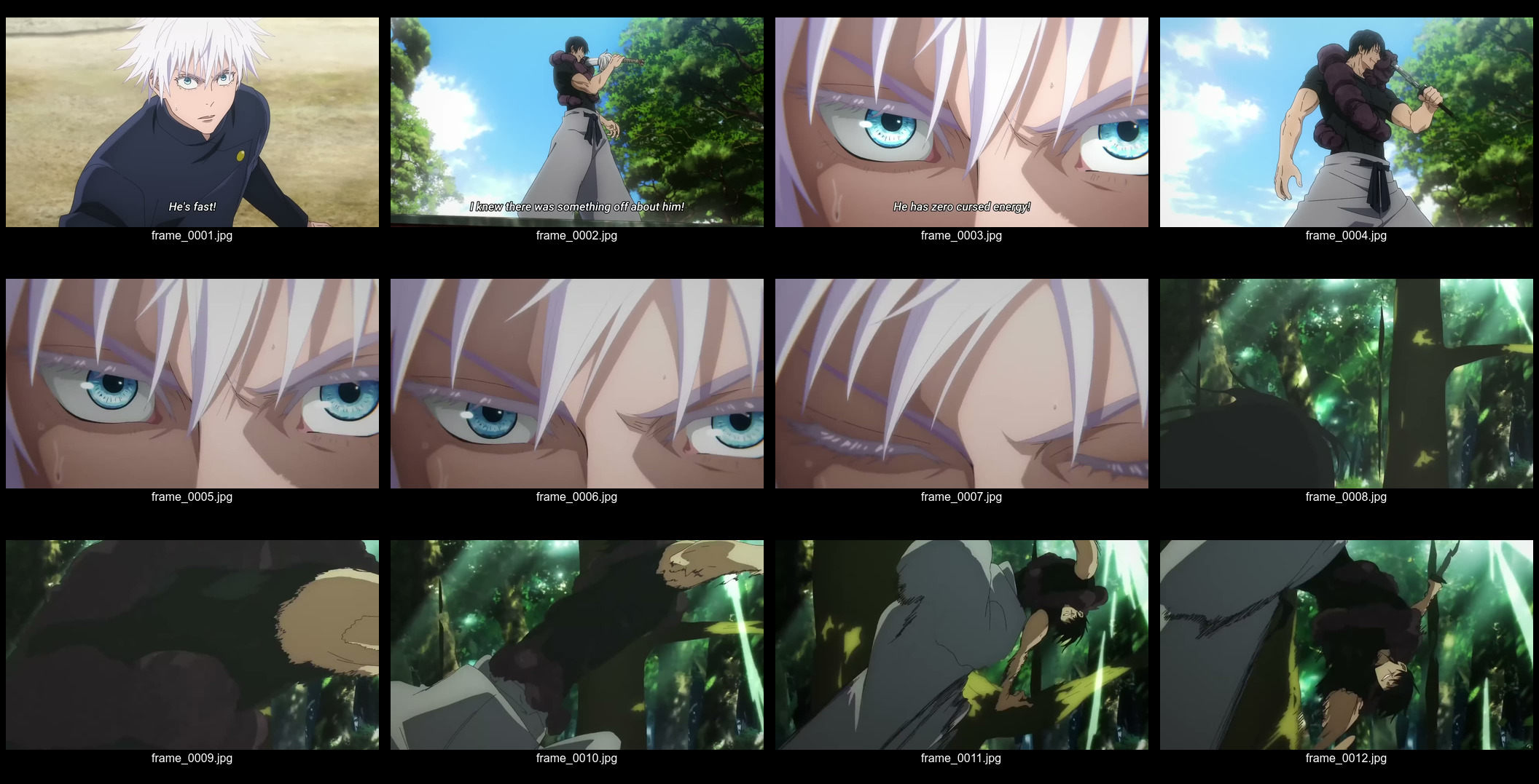 Contact sheet mapping the Round 1 dash sequence